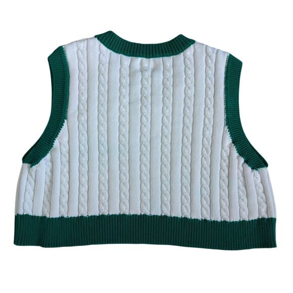 Chunky Cable Knit Sweater Vest Women 2XL Embroidered Mushroom Whimsical Indie - Picture 2 of 5